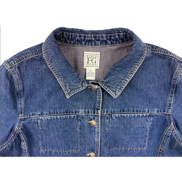 Field Gear Denim Chore Barn Coat Womens Large Blue Denim 90s Cotton Jean Jacket - Picture 3 of 7
